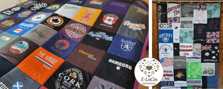 T-Shirtdecken als Patchworkdecke aus Sammler T-Shirts und Band T-Shirts. Auch aus Sporttrikots möglich