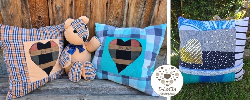 Erinnerungsstücke wie Erinnerungskissen aus Kleidung von Verstorbenen oder eigener Kleidung