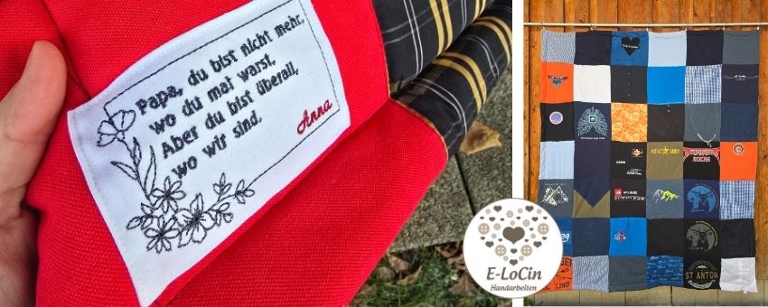 Patchworkdecke aus Kleidung Verstorbener nähen lassen als Umarmung in schweren Zeiten zur Trauerbegleitung und Trauerbewältigung