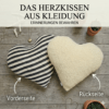 Handgefertigtes Herzkissen aus Kleidung nähen lassen. Persönliches Erinnerungskissen für besondere Momente und geliebte Menschen.