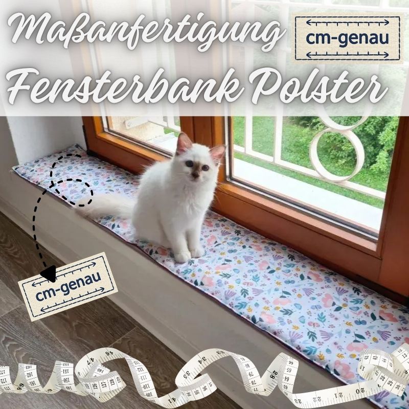 Ich nähe Polster, Unterlagen und vor allem Fensterbankkissen in vielen Wunschgrößen und Wunschlängen zentimetergenau und passgenau aus dem Stoff deiner Wahl.
