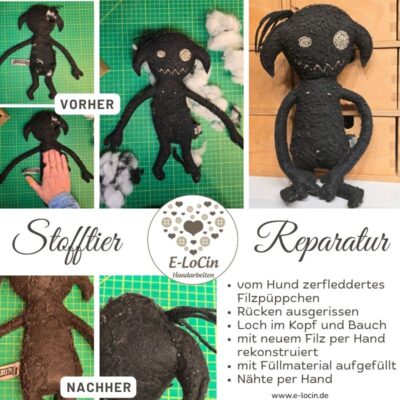 Stofftier Reparatur, Kuscheltierreparatur und Restaurierung von kleinen und großen Stofftieren