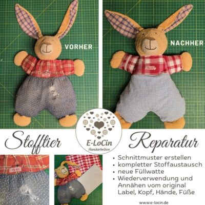 Stofftier Reparatur, Kuscheltierreparatur und Restaurierung von kleinen und großen Stofftieren
