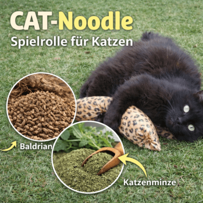 CAT-Noodle – Spielspaß mit natürlicher Füllung Die CAT-Noodle ist ein ca. 20 cm langes und 10 cm breites Katzenspielzeug, gefüllt mit hochwertigen Dinkelspelzen und aromatischer Katzenminze. Die natürliche Füllung sorgt für eine angenehme Haptik, raschelt leicht bei Bewegung und animiert Ihre Katze zum Spielen, Werfen und Festhalten. Durch die flexible, längliche Form eignet sich die Noodle ideal zum Treten mit den Hinterpfoten und zum Herumtragen. Ein langlebiges, nachhaltiges Spielzeug für aktive Katzen – mit extra Duftanreiz für noch mehr Beschäftigung.