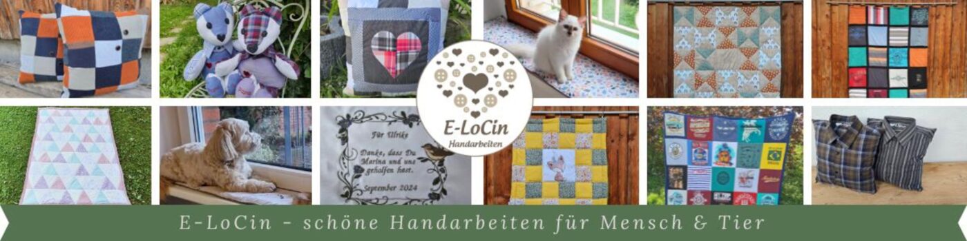Schöne Handarbeiten, Patchworkdecken aus neuen Stoffen oder aus Kleidung von Verstorbenen, Polster, und praktische nützliche Handarbeiten für Mensch und Tier.