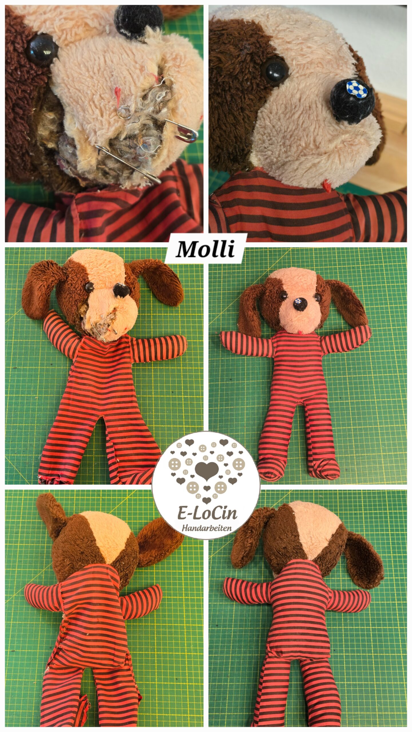 liebevoll und mit Ruhe reparierte Stofftiere als bleibende Erinnerung.