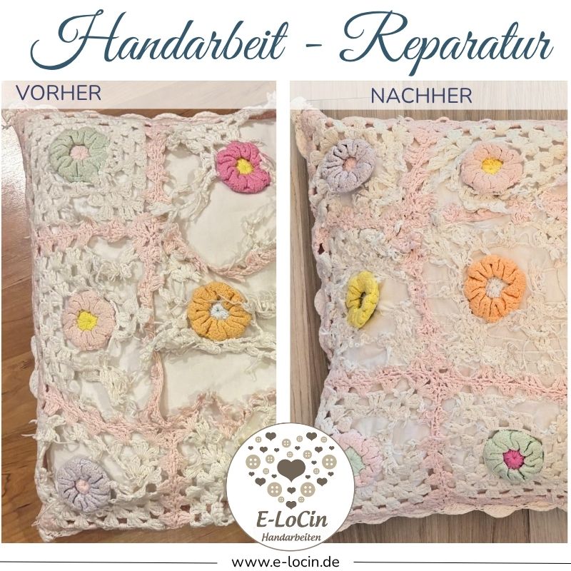 Handarbeiten wie Häkelkissen reparieren lassen