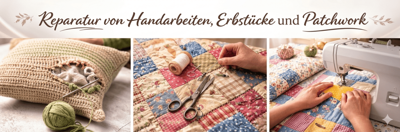 ich repariere gestrickte, gehäkelte, genähte und gestickte Handarbeiten, Patchworkdecken, Patchworkkissen und Erbstücke in Polling, Oberbayern