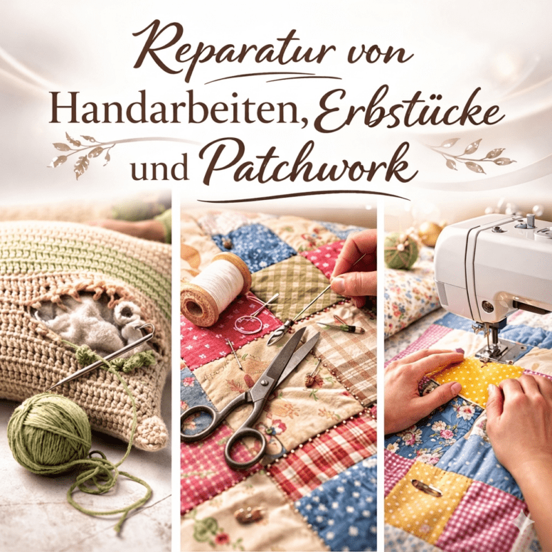 ich repariere gestrickte, gehäkelte, genähte und gestickte Handarbeiten, Patchworkdecken, Patchworkkissen und Erbstücke in Polling, Oberbayern