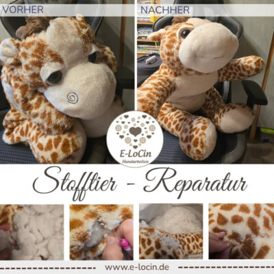 sehr große Giraffe brauchte Reparaturen und neue Füllung