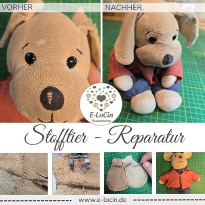 Stofftierrettung und Stofftier Reparatur mit Auffüllen, stopfen, Nähte und Risse reparieren - auch wenn der Hund das Stofftier zerfetzt hat, versuche ich es.