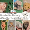 Stofftierrettung und Stofftier Reparatur mit Auffüllen, stopfen, Nähte und Risse reparieren - auch wenn der Hund das Stofftier zerfetzt hat, versuche ich es.